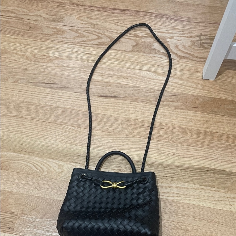 Elegant Black Woven Handbag